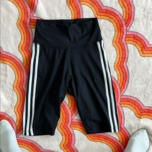 Adidas Black Biker Shorts with White Stripes